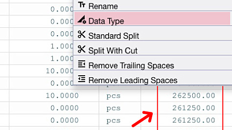 Change data type in B2Excel Designer