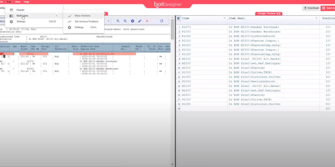 Converting ERP LN Reports with Multi-line Data to Excel